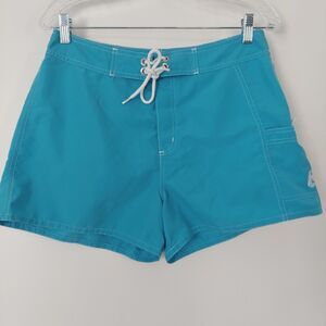 Swim Shorts Womens Blue Drawstring 3" Inseam Size 12
